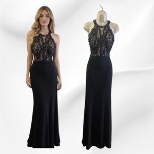 Morgan & Co Halter Lace and Sequin Gown Size 11